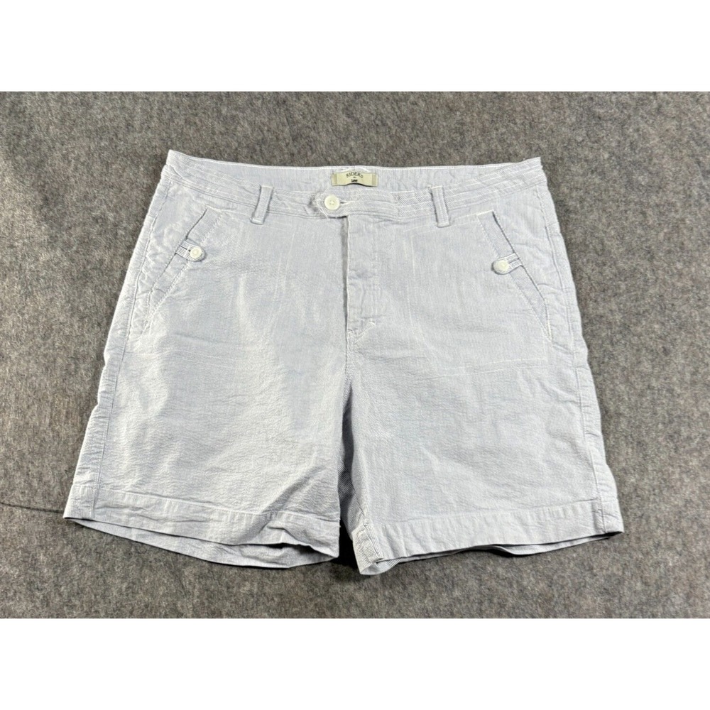 Riders By Lee Women's Bermuda Shorts Plus Size 37 White‎ Blue Pinstripe Spring